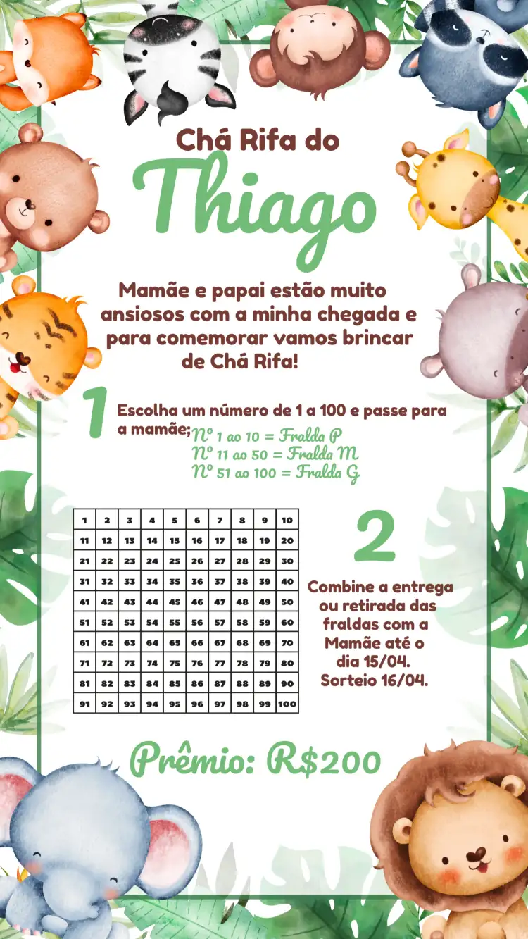 Chá De Fraldas Safari Rifa