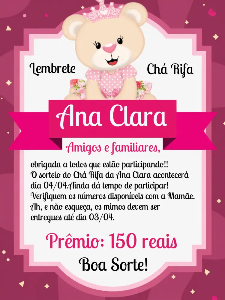 Chá De Fraldas Ursinha Princesa Cobrar