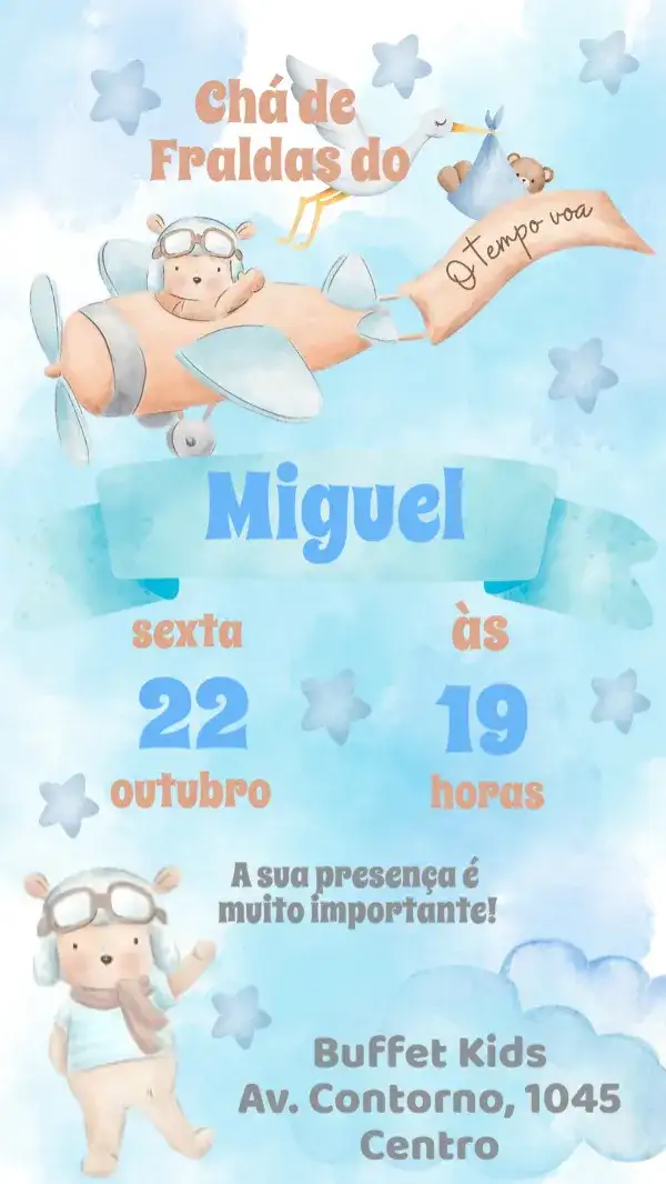 Chá de Fraldas Ursinho Aviador
