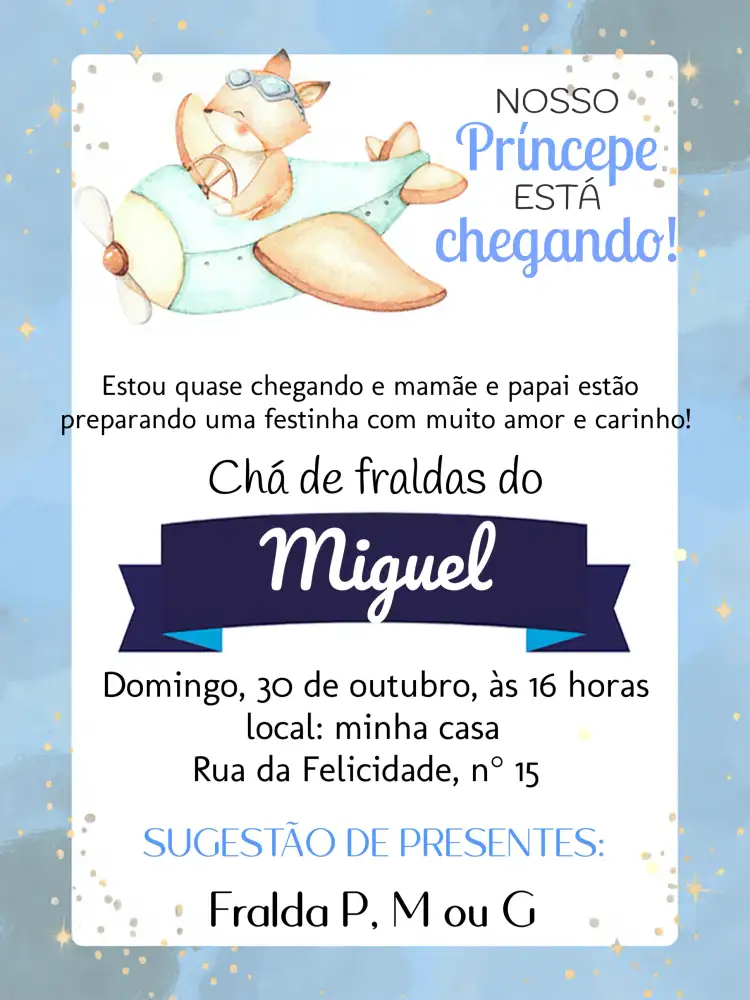 Chá De Fraldas Ursinho Aviador Fundo