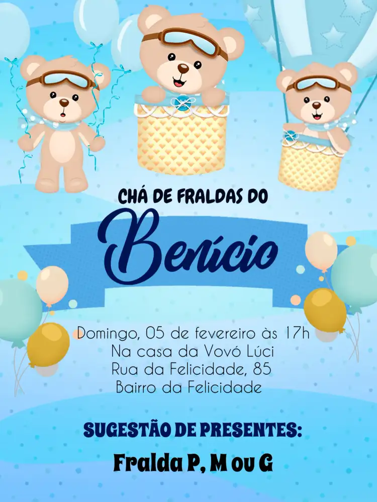 Chá De Fraldas Ursinho Baloeiro Festa