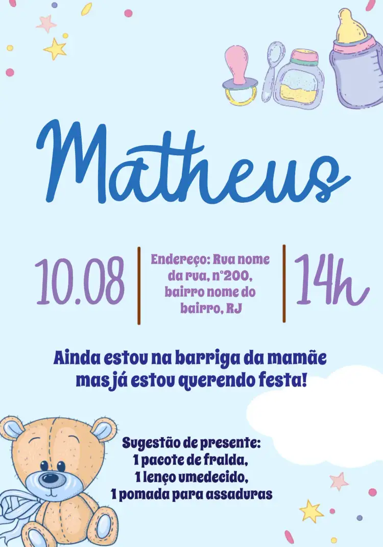 Chá De Fraldas Ursinho Papinha