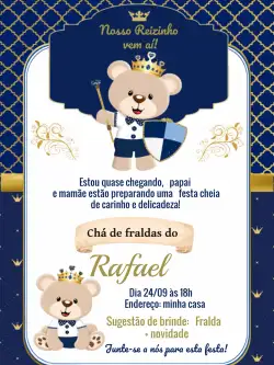 Chá De Fraldas Ursinho Príncipe Branco