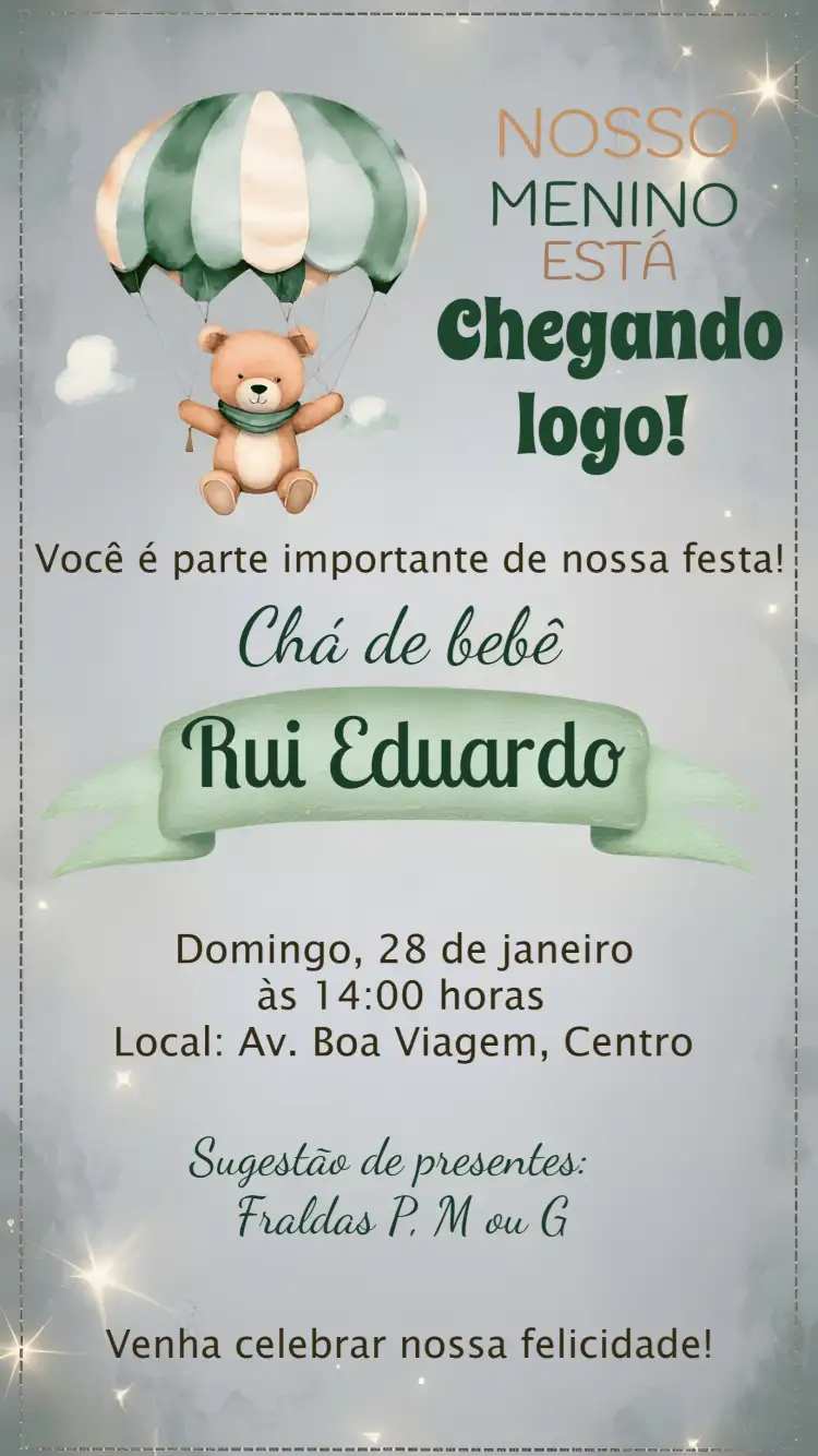 Chá De Fraldas Ursinho Verde