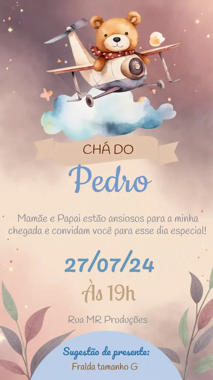 Chá De Fraldas Urso Aviador Ursinho