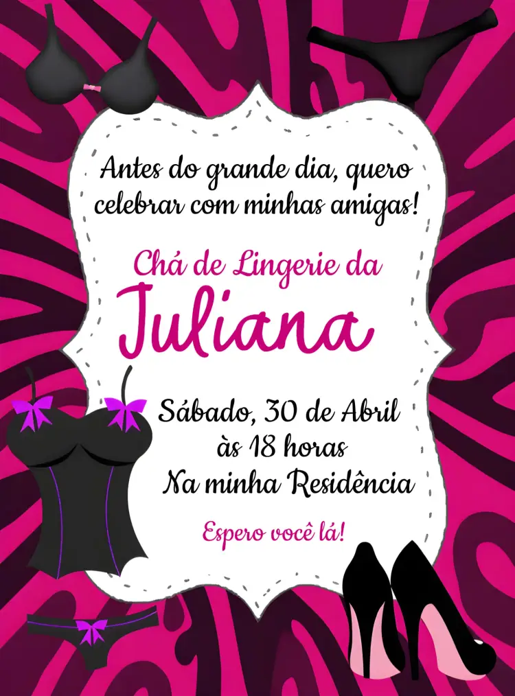 Convite Chá De Lingerie Rosa