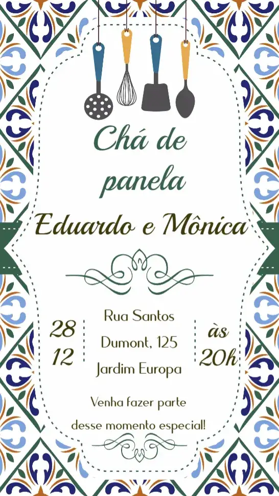 Convite Chá de Panela – tema Chá de Panela floral, vintage, moderno, romântico, minimalista, colorido