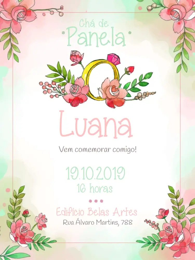 Convite Chá De Panela Amigas – tema Chá de Panela floral, rosa, delicado, moderno, alegre