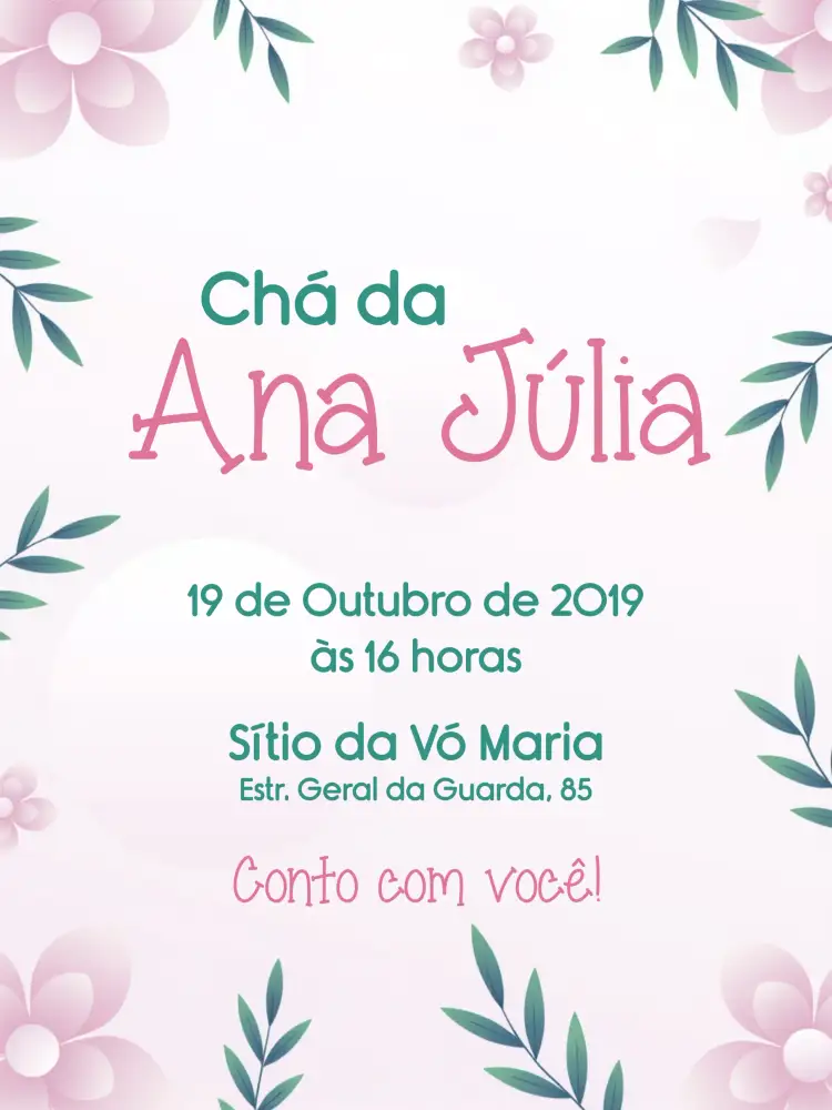 Convite Chá De Panela Bride – tema Chá de Panela floral, romântico, vintage, moderno, elegante, delicado