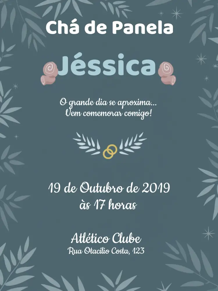 Convite Chá De Panela Casa – tema Chá de Panela floral, verde, minimalista, moderno, elegante, boho