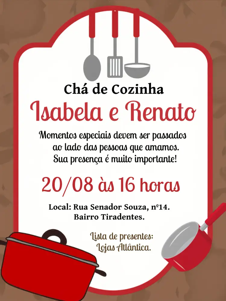 Convite Chá De Panela Casa