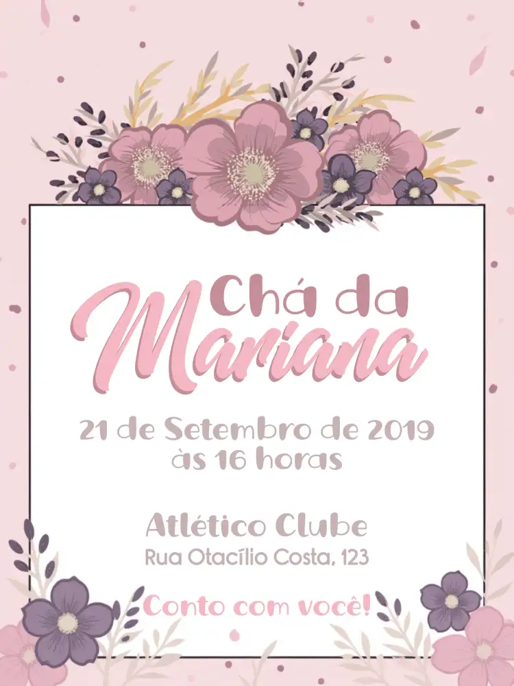 Convite Chá De Panela Casamento – tema Chá de Panela floral, rosa, romântico, delicado, elegante, moderno