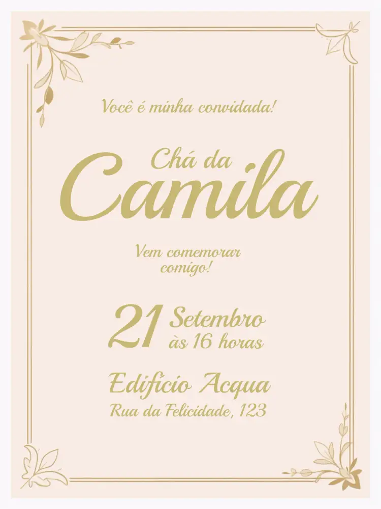 Convite Chá De Panela Casamento – tema Chá de Panela branco, dourado, elegante, moderno, minimalista, romântico