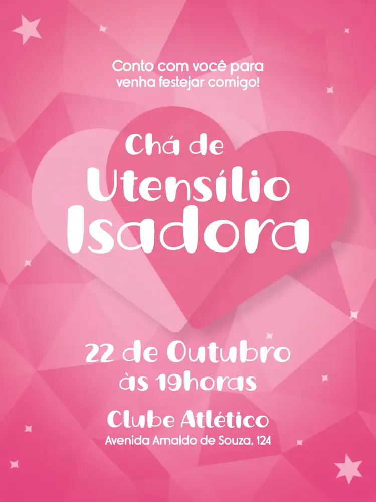 Convite Chá De Panela Corações Bridal – tema Chá de Panela romântico, delicado, minimalista, moderno, floral, feminino