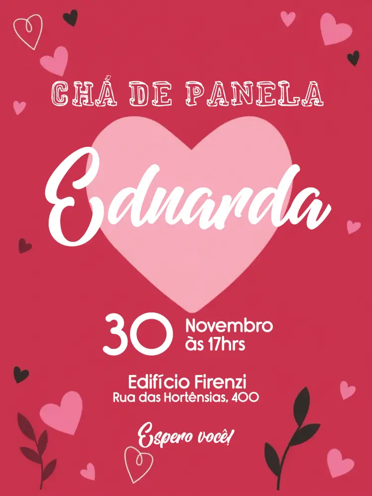 Convite Chá De Panela Corações Casamento