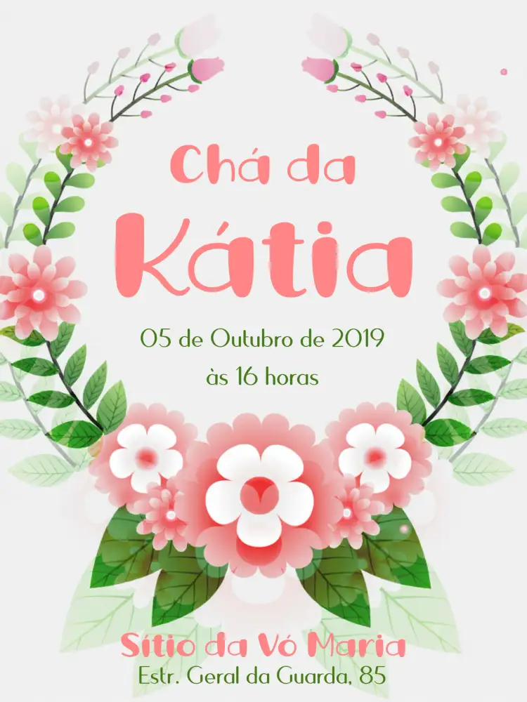 Convite Chá De Panela Floral – tema Chá de Panela floral, rosa, delicado, elegante, moderno, romântico