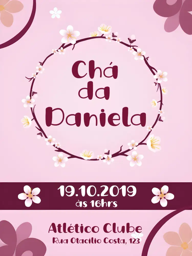 Convite Chá De Panela Floral – tema Chá de Panela floral, delicado, rosa, moderno, romântico