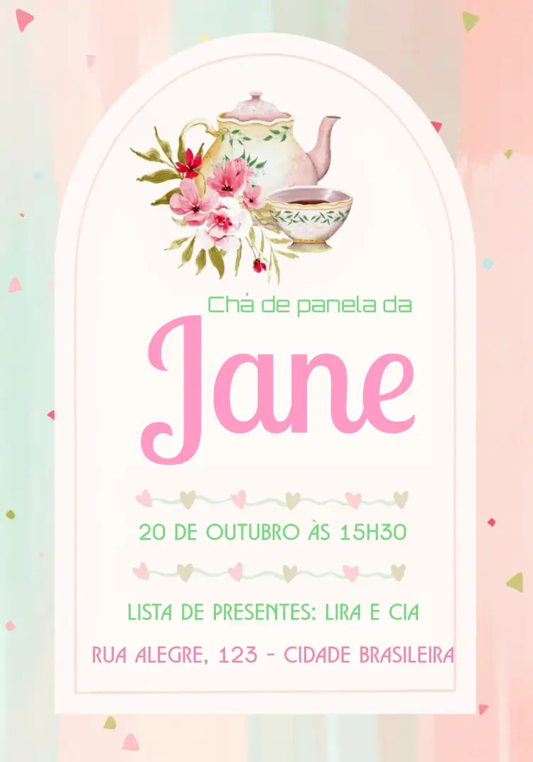 Convite Chá De Panela Floral Delicado