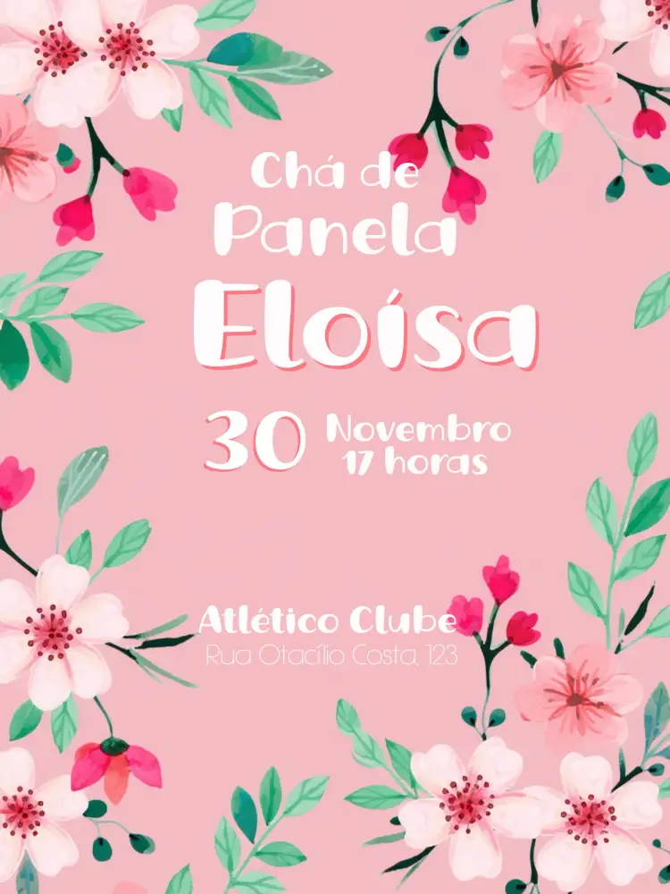 Convite Chá De Panela Floral Nova