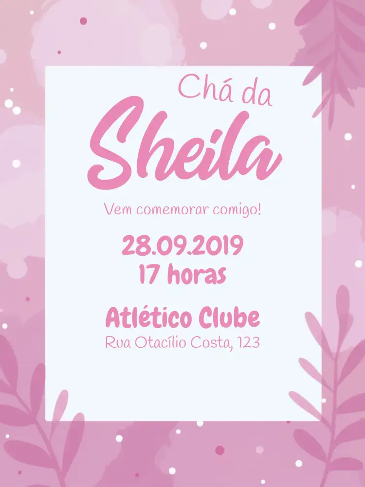 Convite Chá De Panela Flores – tema Chá de Panela floral, delicado, romântico, rosa, moderno