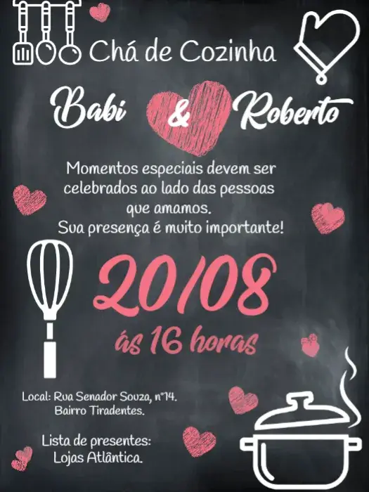 Convite Chá De Panela Cozinha editável e personalizável