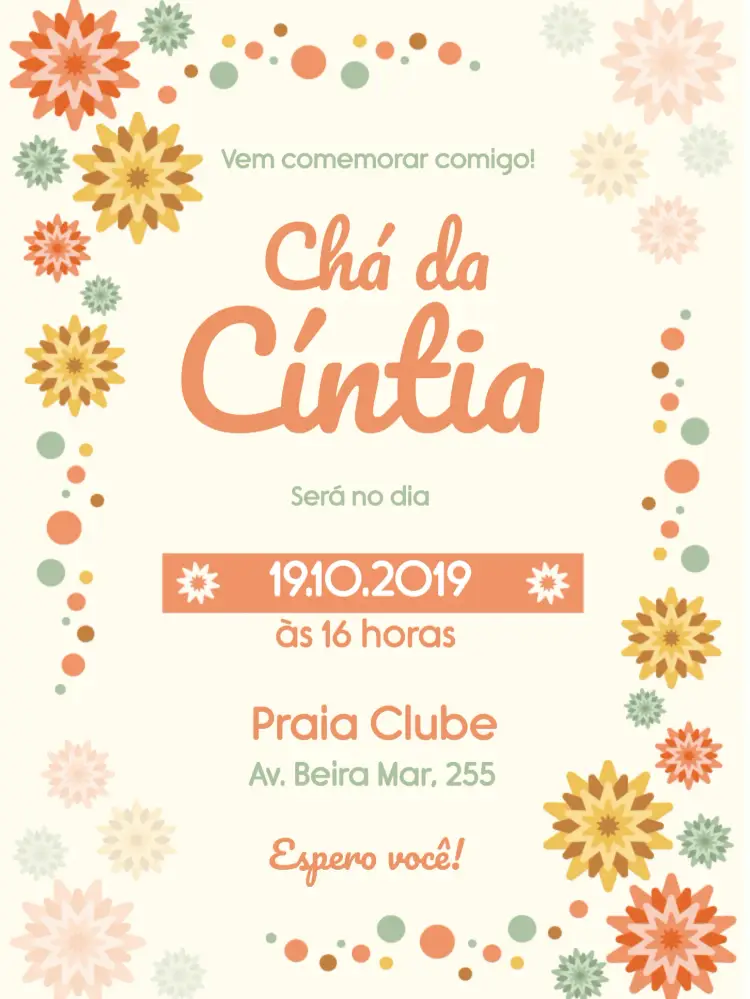 Convite Chá De Panela Laranja