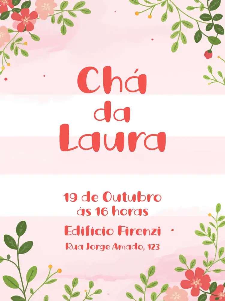 Convite Chá De Panela Noiva – tema Chá de Panela floral, romântico, elegante, vintage, moderno, feminino