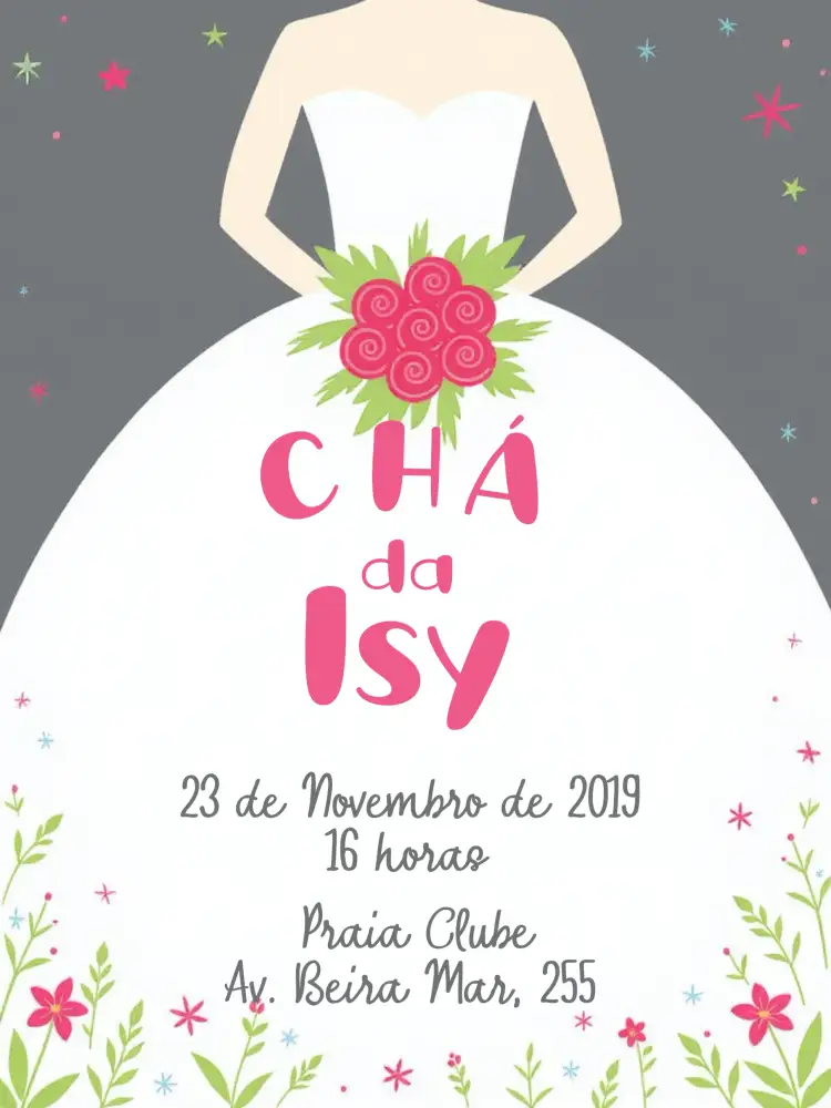 Convite Chá De Panela Noiva – tema Chá de Panela floral, romântico, minimalista, moderno, elegante