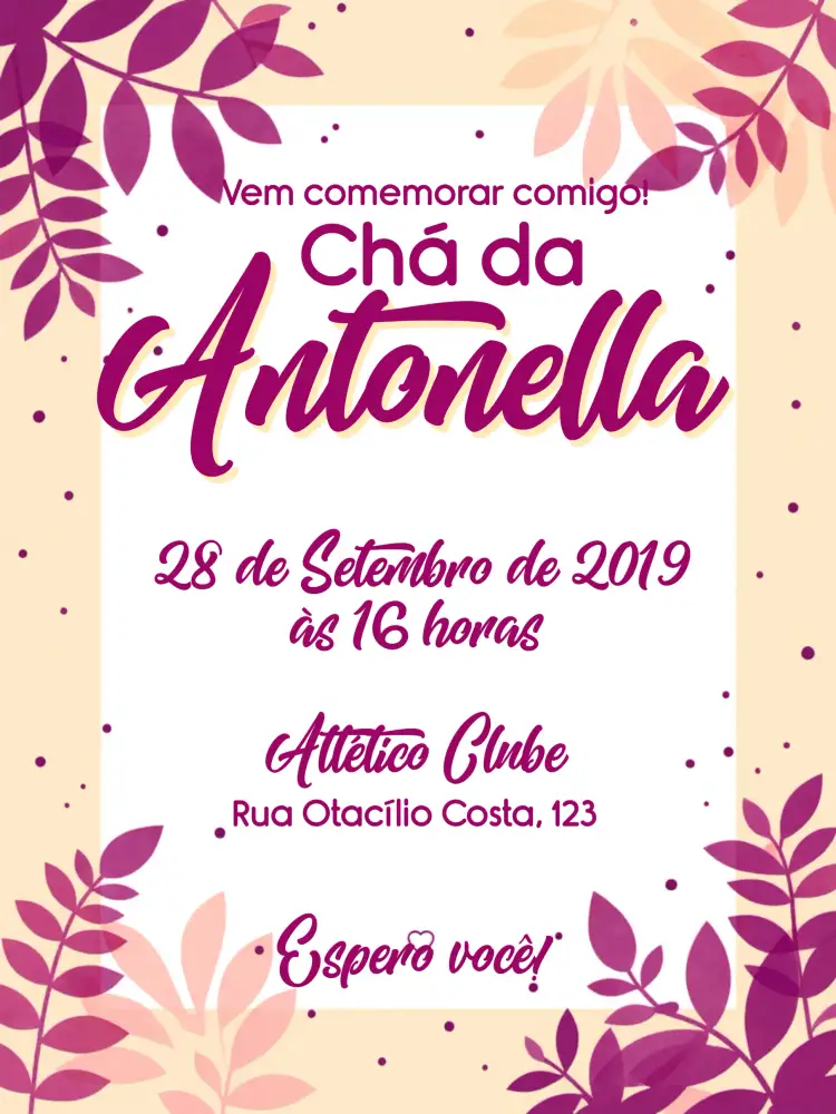 Convite Chá De Panela Noivos – tema Chá de Panela floral, moderno, elegante, minimalista, romântico