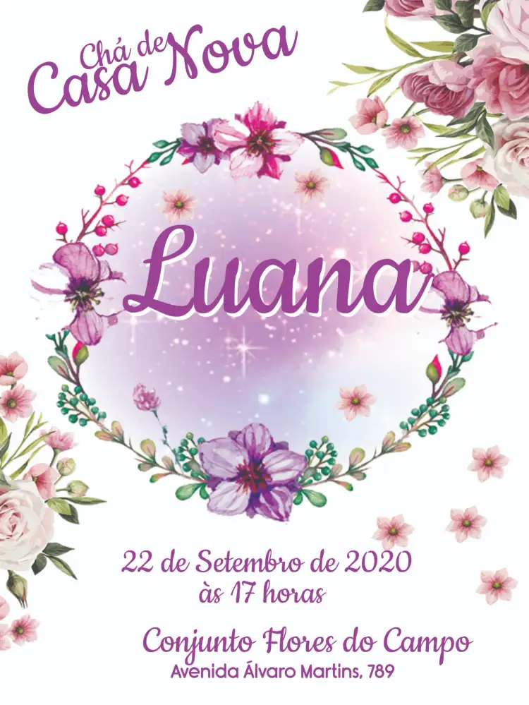 Convite Chá De Panela Presentes – tema Chá de Panela floral, roxo, elegante, moderno, alegre, acolhedor
