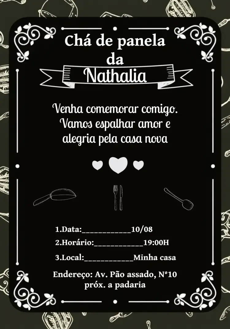 Convite Chá De Panela Quadro Negro Chalkboard Cinza – tema Chá de Panela moderno, minimalista, quadro negro, cinza, elegante, contemporâneo
