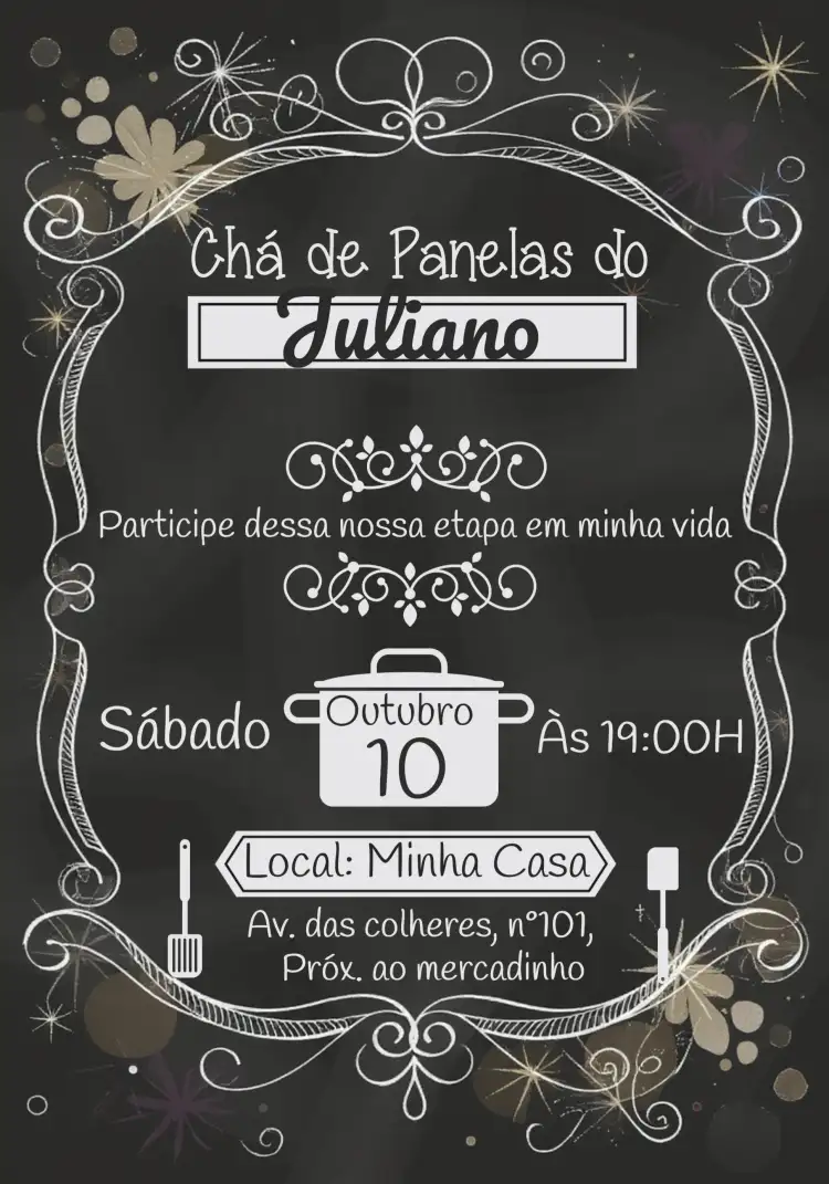 Chá De Panela Quadro Negro Chalkboard Espátula