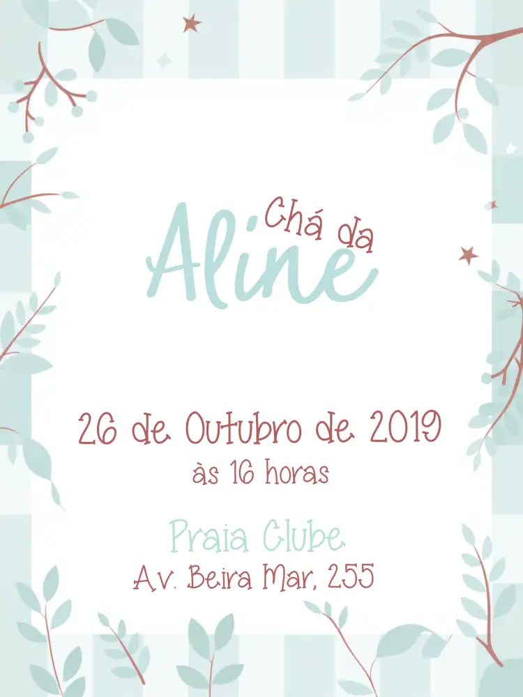 Convite Chá De Panela Ramos Galho – tema Chá de Panela verde, natural, rústico, minimalista, floral
