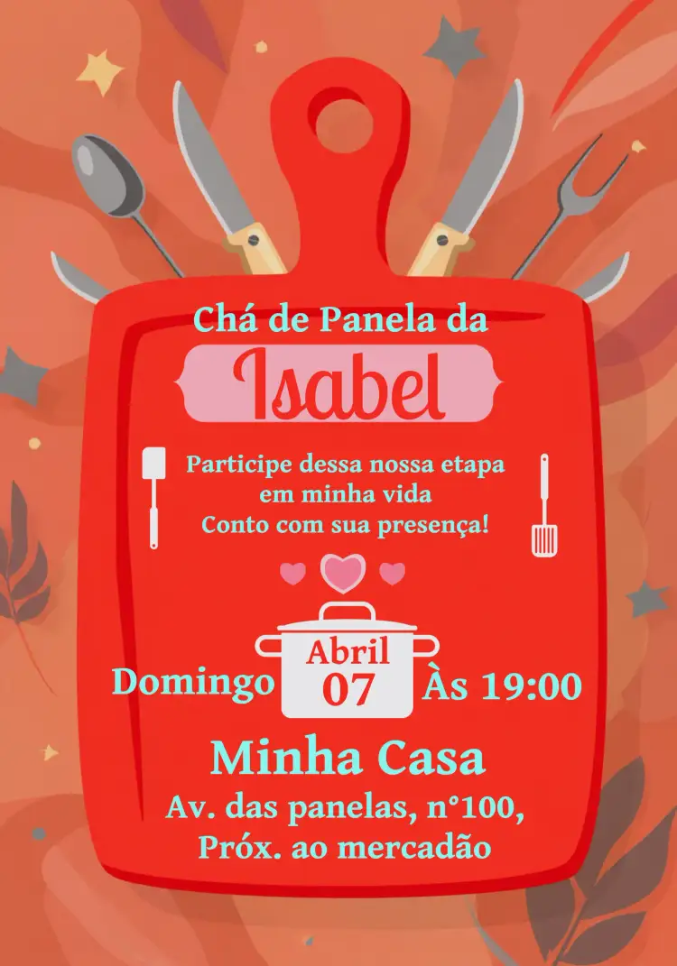 Convite Chá De Panela Verde – tema Chá de Panela verde, cozinha, floral, minimalista, moderno, divertido
