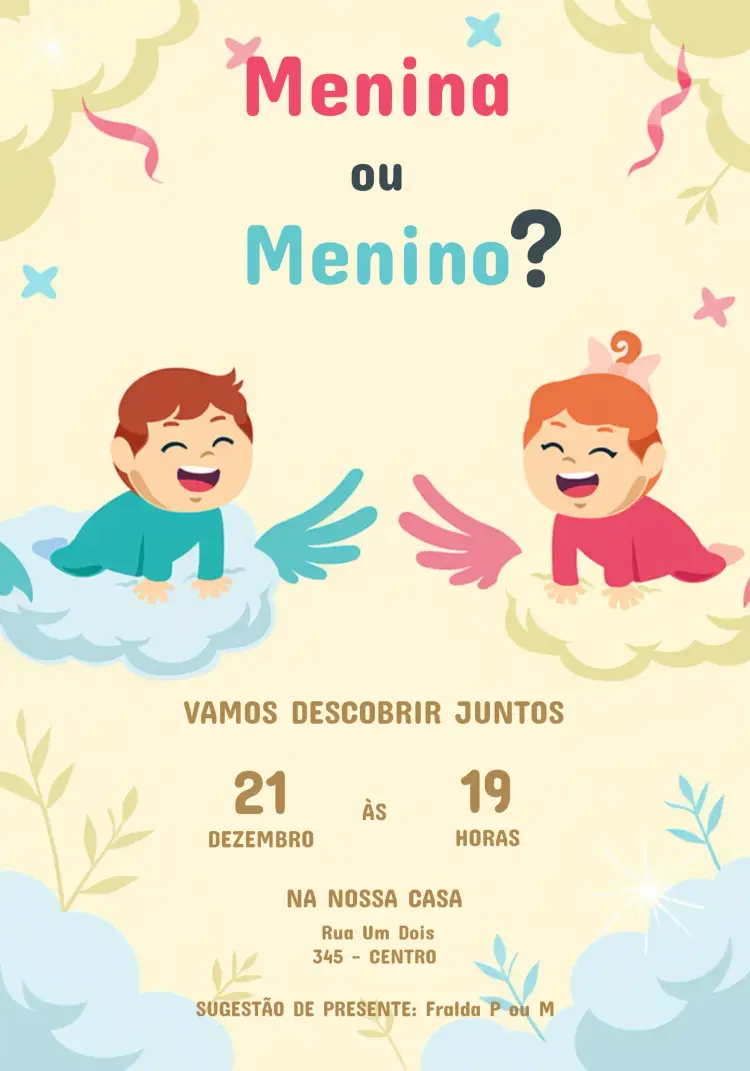 Convite Chá Revelação Azul