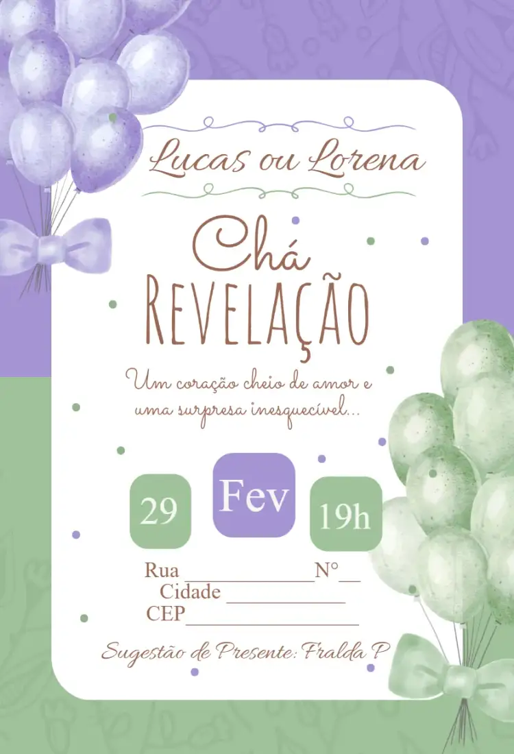 Invitation Gender Reveal Party - Balloons – Gender Reveal theme colorful, fun, festive, modern, childlike, lively