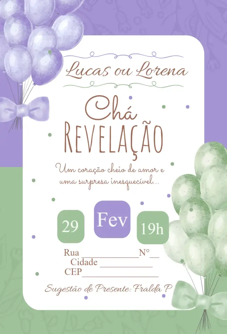 Gender Reveal Party - Balloons invitation