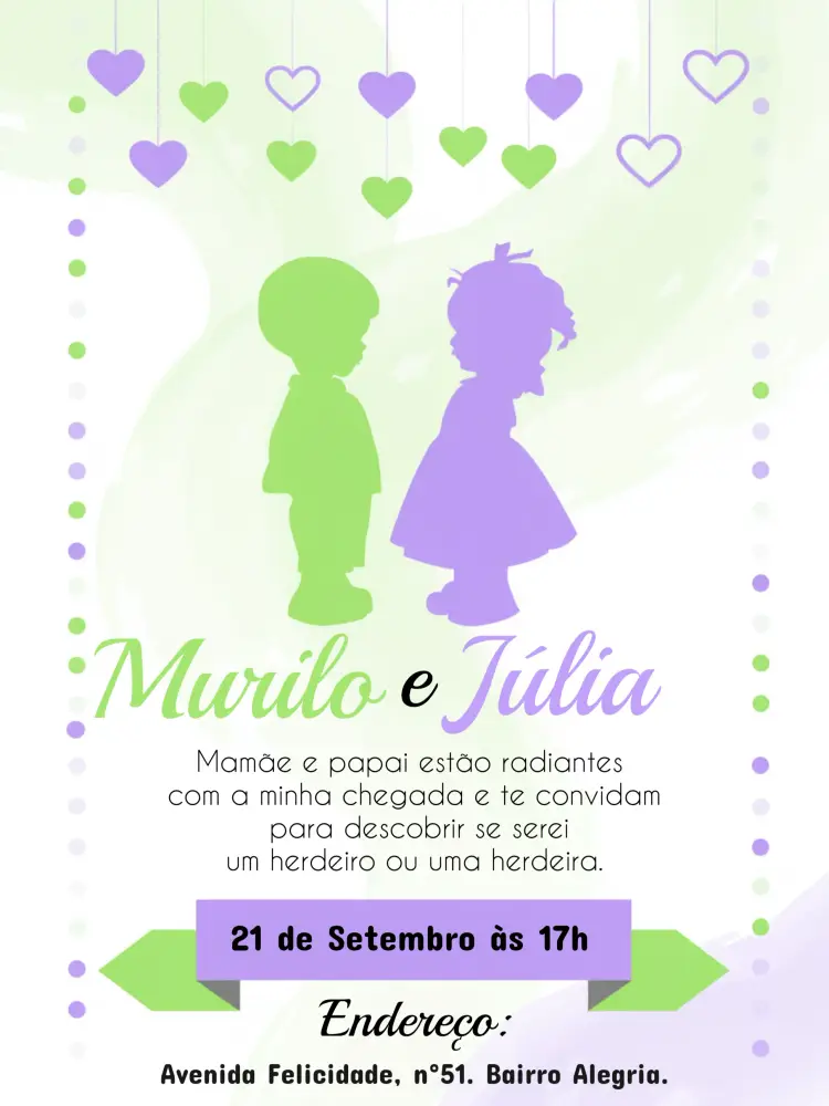 Convite Chá Revelação Bebê Menina
