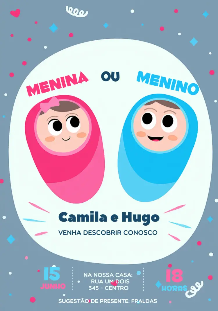 Convite Chá Revelação Bebês Sugestãodepresente