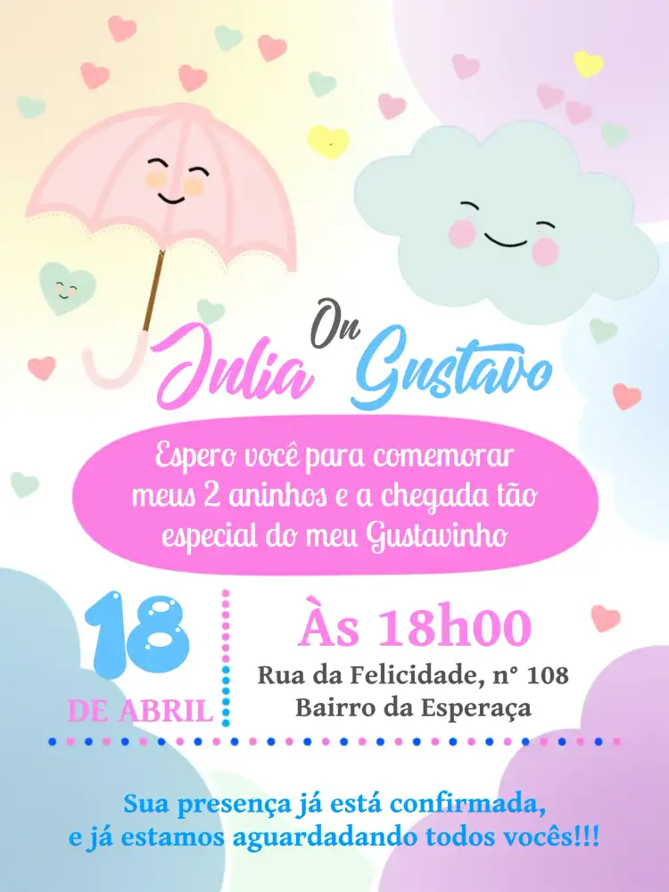 Chá Revelação Chuva De Amor Branco