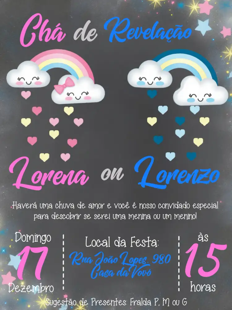 Chá Revelação Chuva De Amor Menino