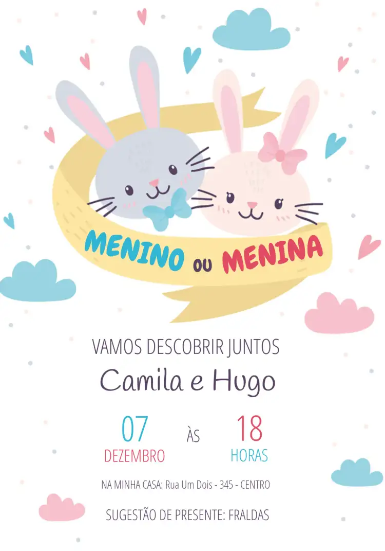 Chá Revelação Coelhos Princesa
