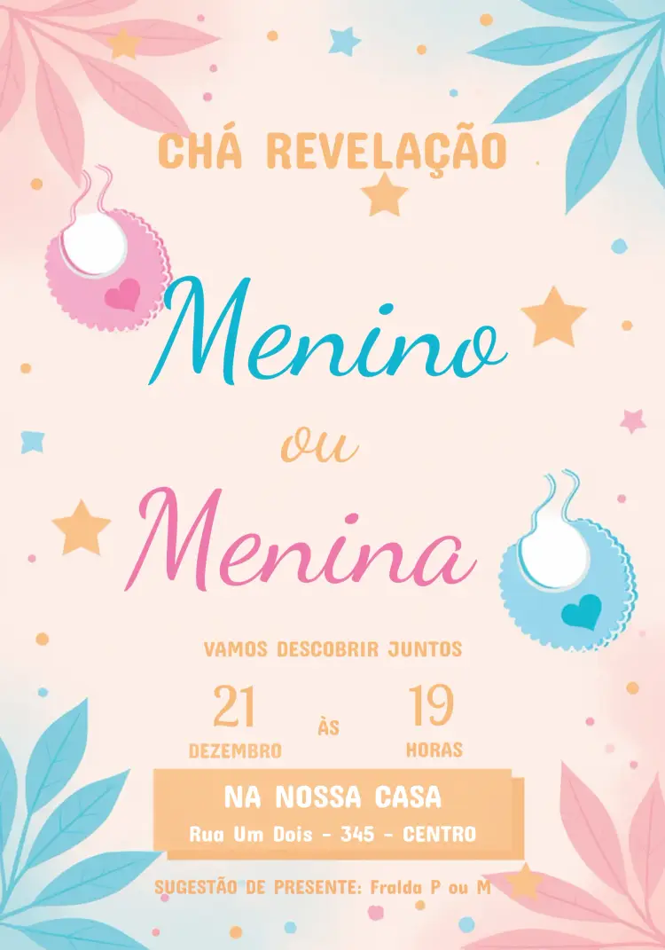 Convite Chá Revelação Fralda