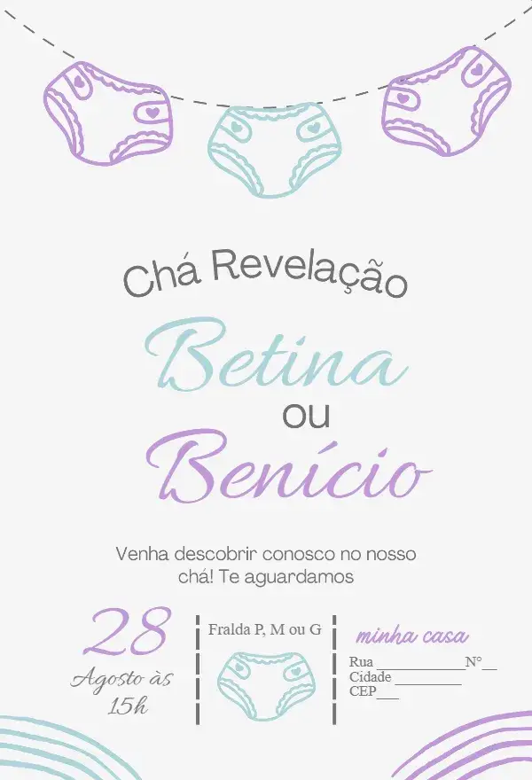 Gender Reveal - Diapers invitation