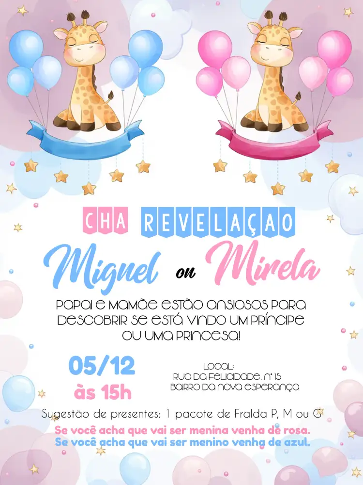 Chá Revelação Girafinhas Balão