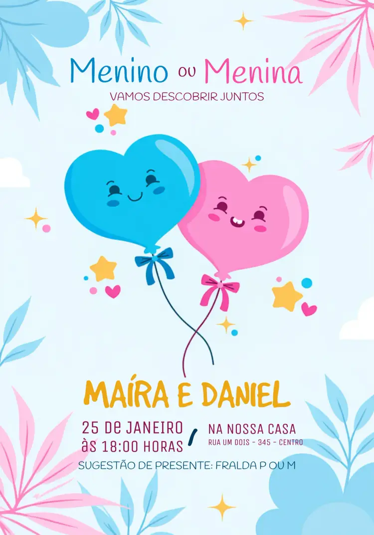 Convite Chá Revelação Lilás