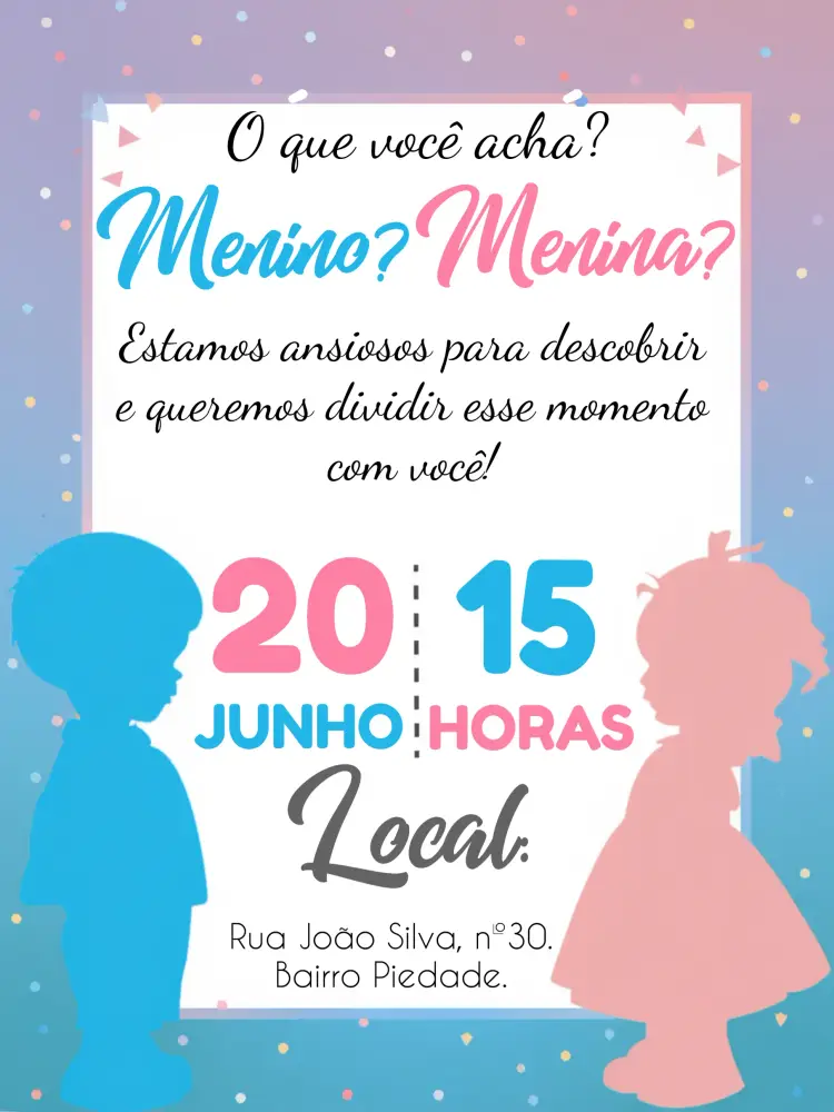 Convite Chá Revelação Menina E Menino Cha