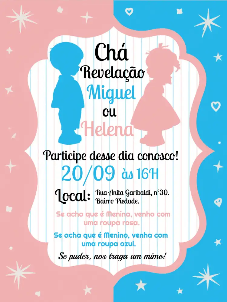 Chá Revelação Menina Ou Menino Azul