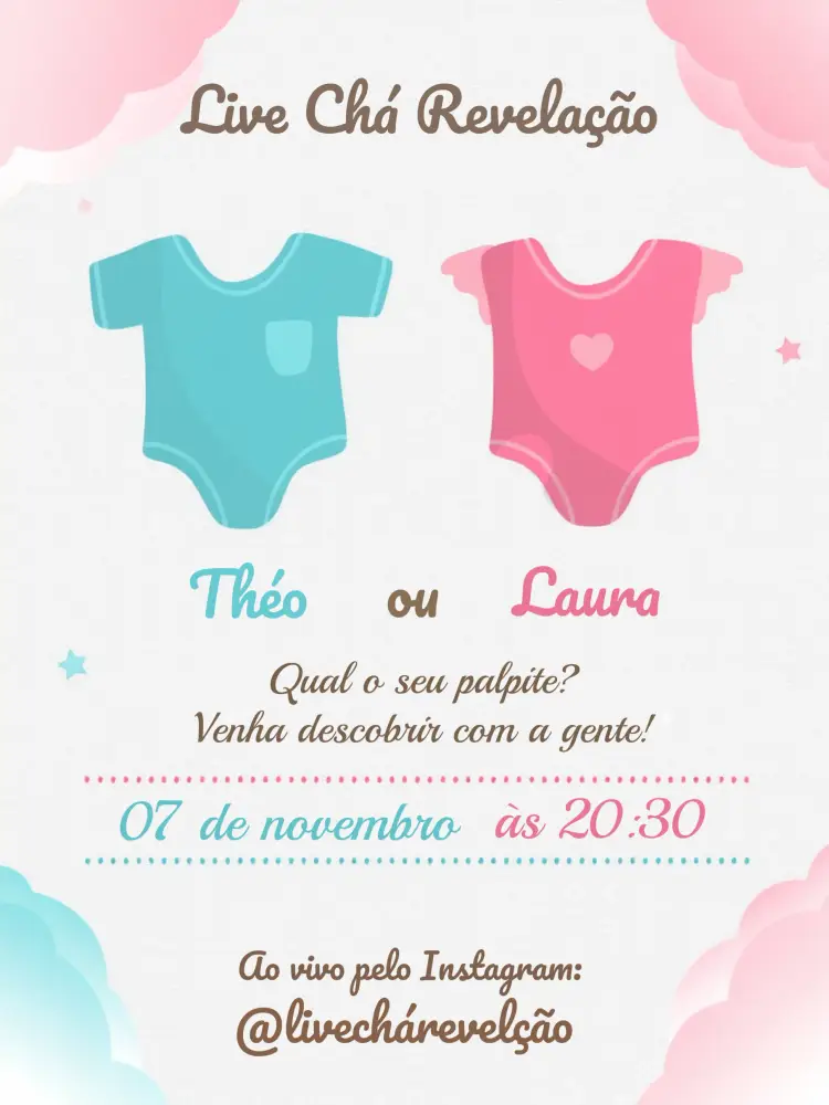 Convite Chá Revelação Menina Ou Menino Coração