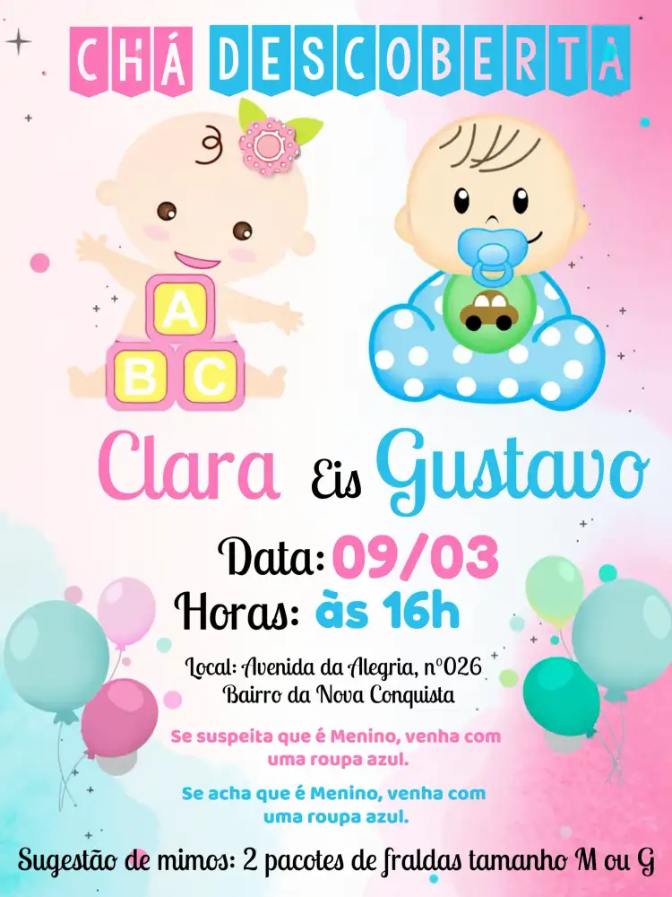 Chá Revelação Menino E Menina Fralda